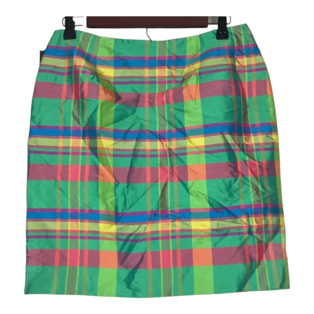 Vtg Lauren Ralph Lauren Skirt 6 Silk Plaid Mini 90s Y2K Colorful Mini Holiday